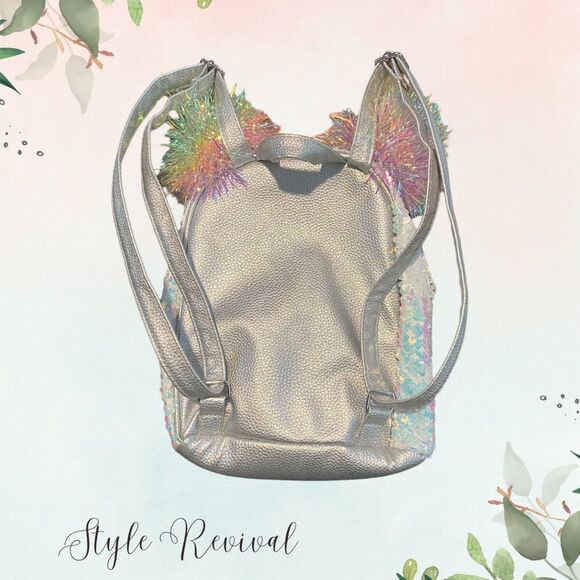 Justice “B” Initial Flip Sequin Pom Pom Adjustable Mini Backpack Bag - NWOT - Picture 5 of 11